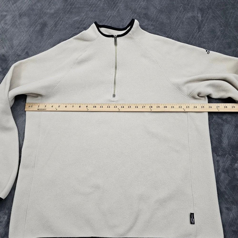 Adidas 1/4 Zip Fleece Pullover Mens L Cream Black Vintage Y2K Streetwear Hiking